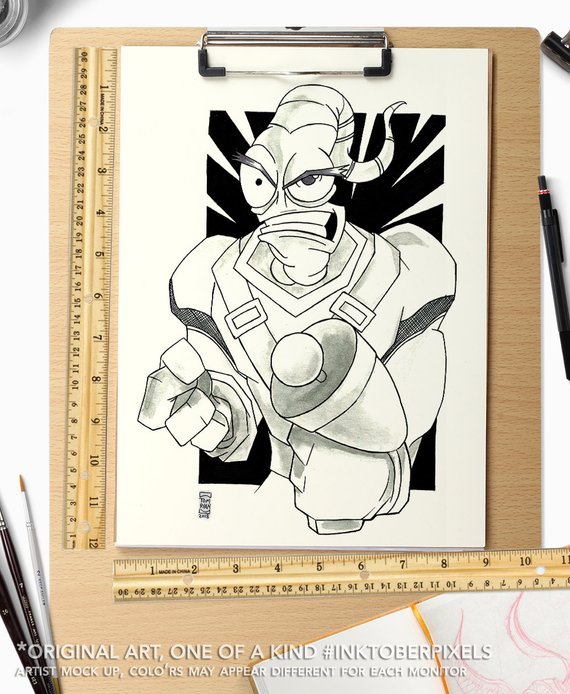 570x694 Inktober Original Art Day Earthworm Jim Video Game Art Etsy - Earthworm Jim Drawing