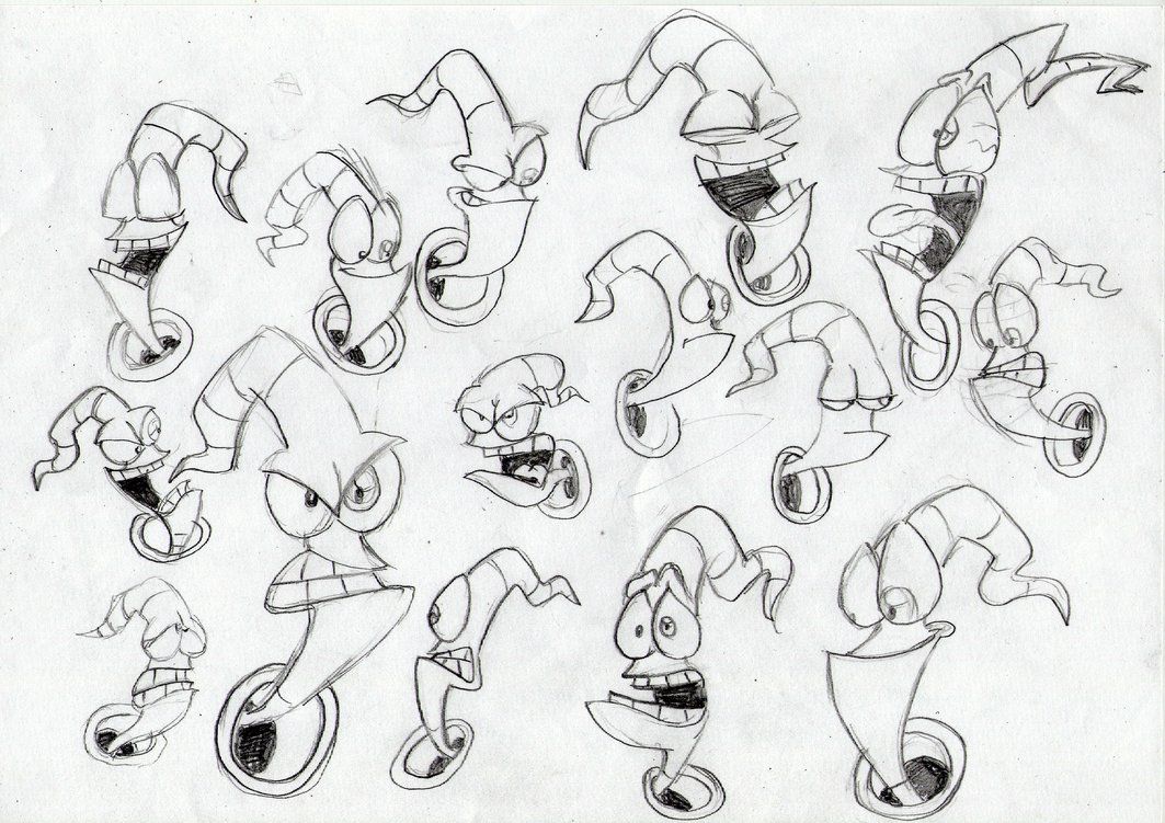 1063x751 Earthworm Jim Amazing Facial Expressions Wurmzilla Character - Earthworm Jim Drawing