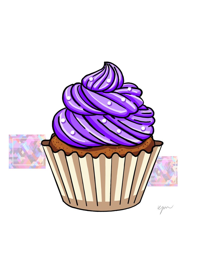 794x1059 Purple Cupcake Instant Download Printable Digital Drawing Etsy - Easiest Drawing In The World