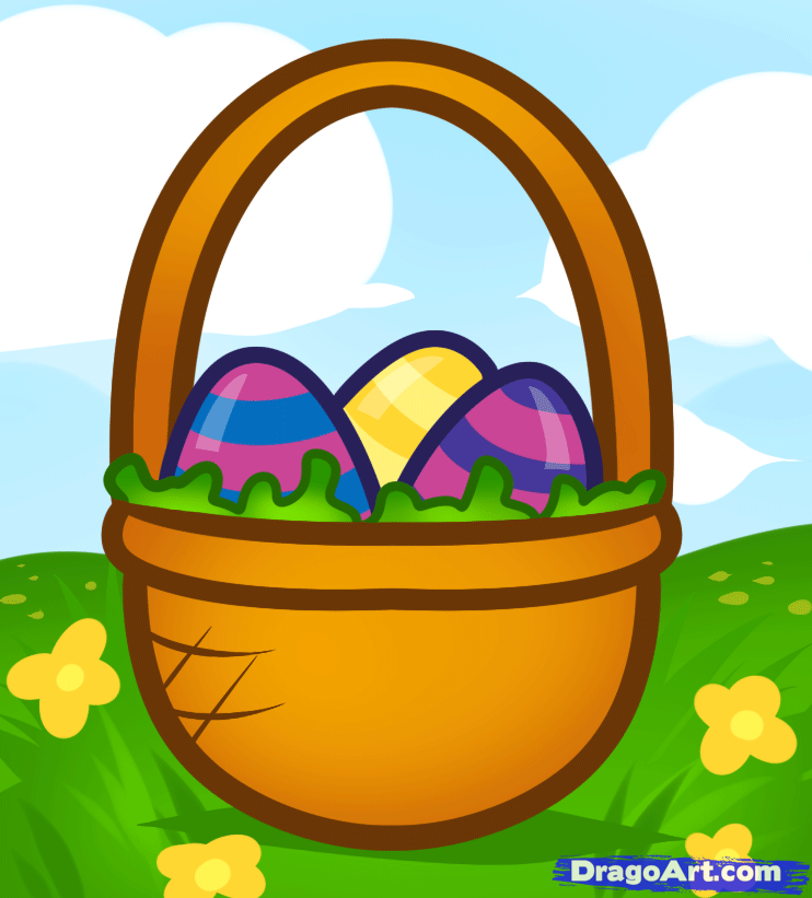 742x821 how to draw an easter basket for kids, step - Easter Basket Drawing