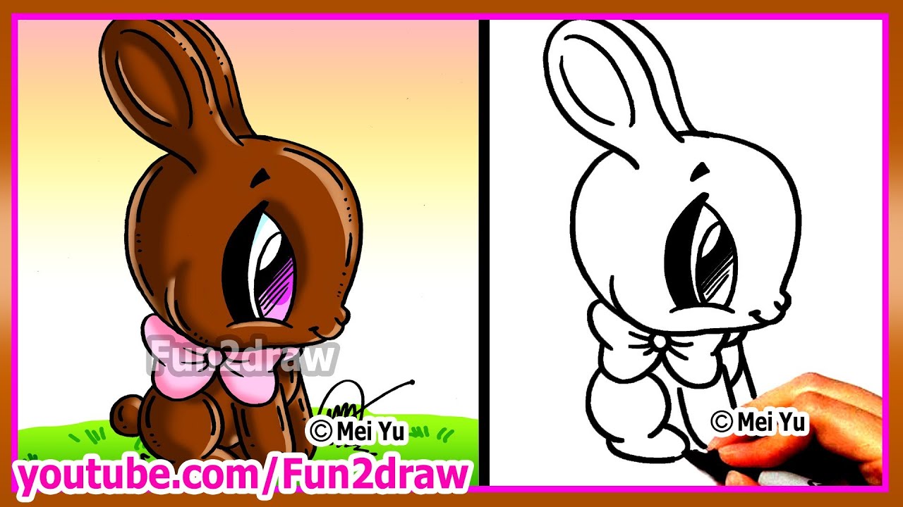 1280x720 Easter Chocolate Bunny - Easter Bunny Cartoon Drawing
