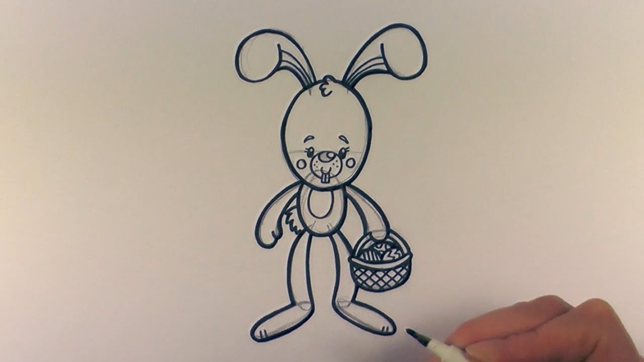 1280x720 How To Draw A Cartoon Easter Bunny - Easter Bunny Cartoon Drawing
