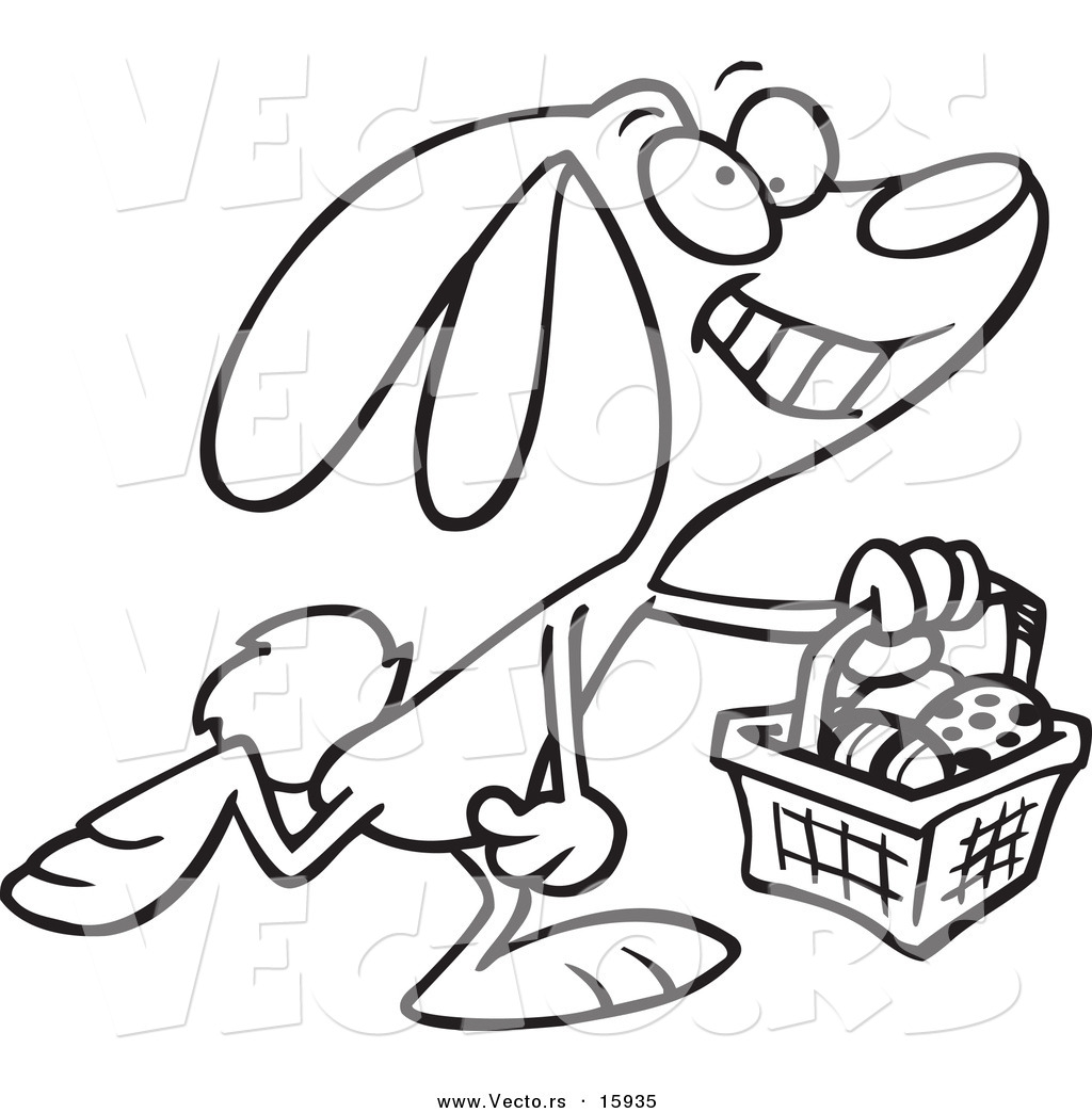 1024x1044 Vector Of A Cartoon Happy Easter Bunny Carrying A Basket - Easter Bunny Cartoon Drawing