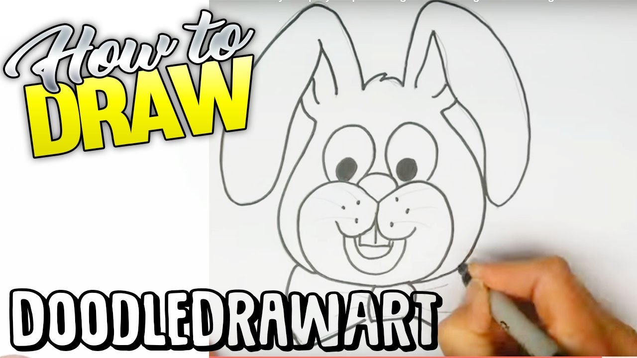 1280x720 Drawing How To Draw Easter Bunny Step - Easter Bunny Cartoon Drawing