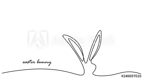 500x278 Easter Bunny Background Or Card, One Lines Drawing Vector - Easter Bunny Line Drawing