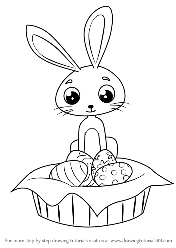 567x800 Learn How To Draw An Easter Bunny - Easter Bunny Line Drawing