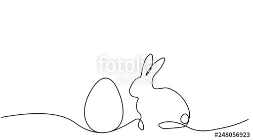500x278 Bunny Rabbit Easter Egg Background One Line Drawing Vector - Easter Bunny Line Drawing