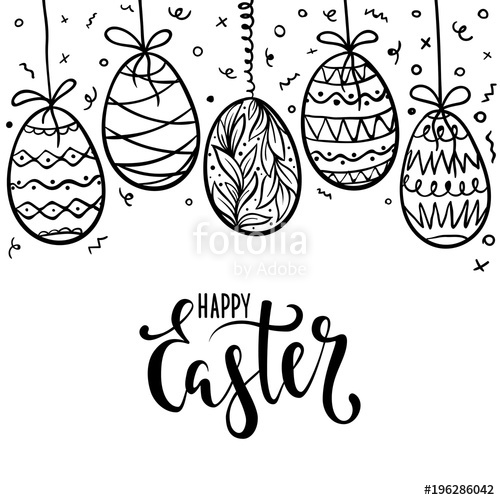 500x500 Happy Easter Hand Drawn Calligraphy And Brush Pen Lettering - Easter Day Drawing