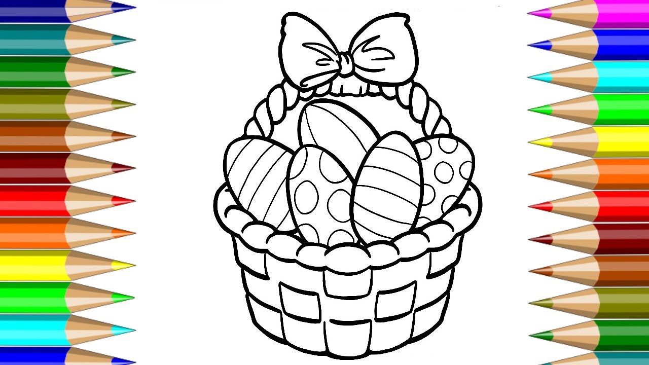 1280x720 How To Draw Easter Egg Basket Coloring Book Video For Kids Fun - Easter Drawing Activities