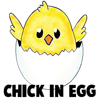 400x400 How To Draw A Baby Chick In An Egg Shell For Easter Drawing - Easter Drawing Images