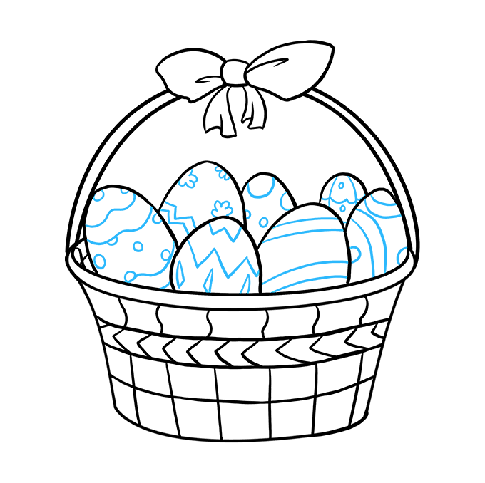 680x678 How To Draw An Easter Basket - Easter Drawing Pictures