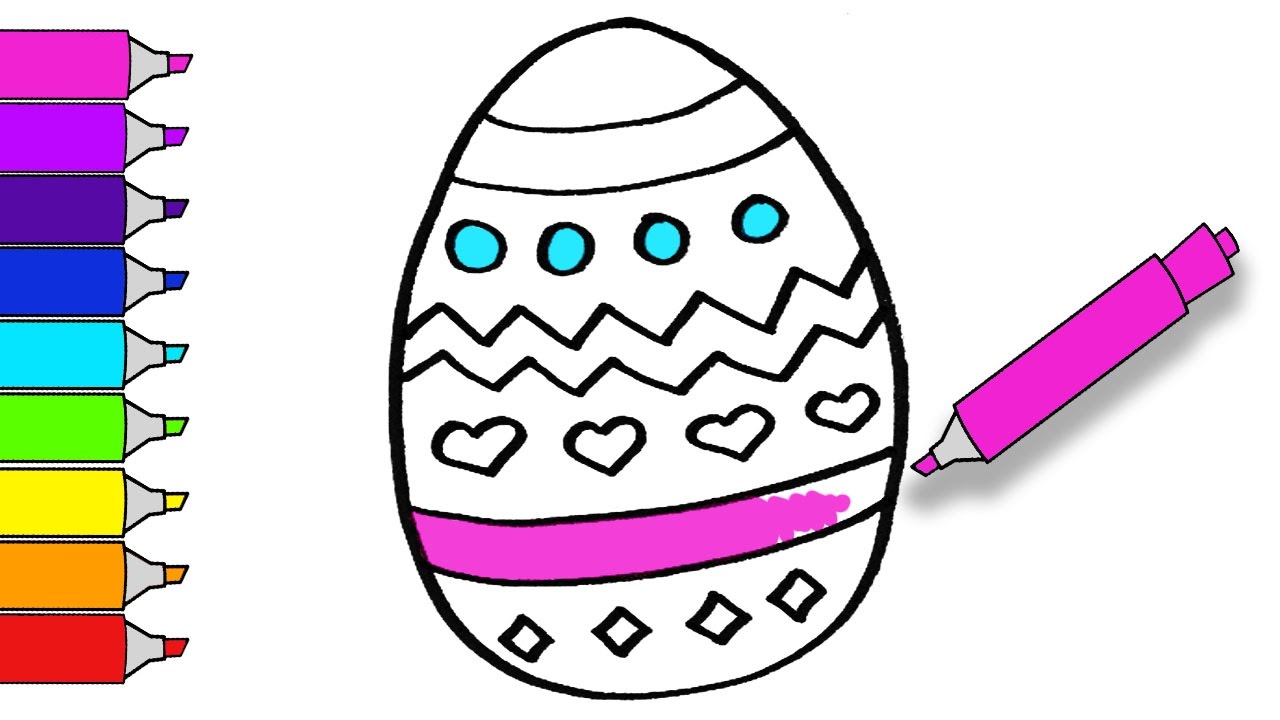 1280x720 Learn How To Draw A Giant Easter Egg Teach Drawing For Kids - Easter Drawings For Kids