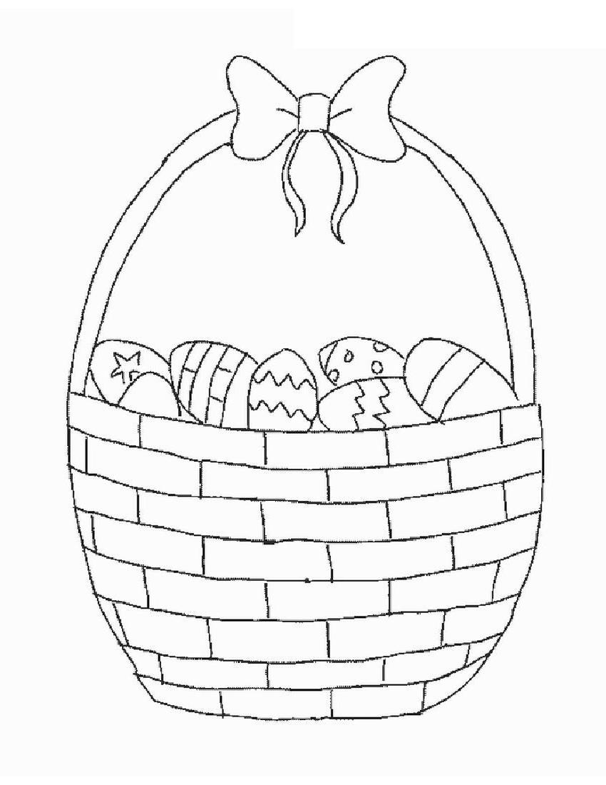 850x1100 best free easter basket coloring - Easter Egg Basket Drawing