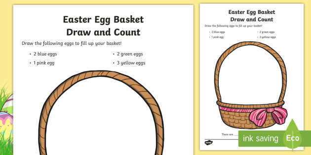 630x315 easter egg drawing and counting worksheet worksheet - Easter Egg Basket Drawing