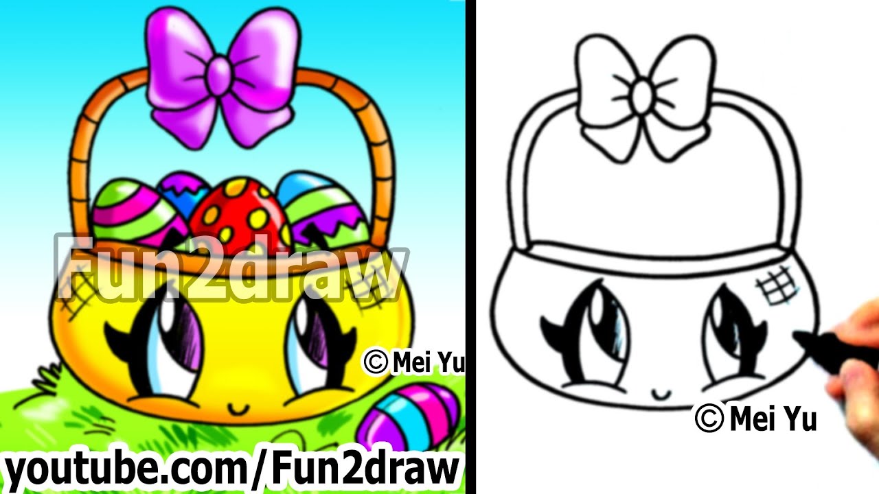 1280x720 Easy Things To Draw - Easter Egg Basket Drawing