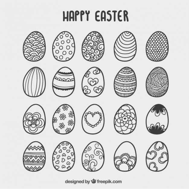 626x626 Hand Drawn Easter Eggs Card Vector Free Download - Easter Egg Drawing