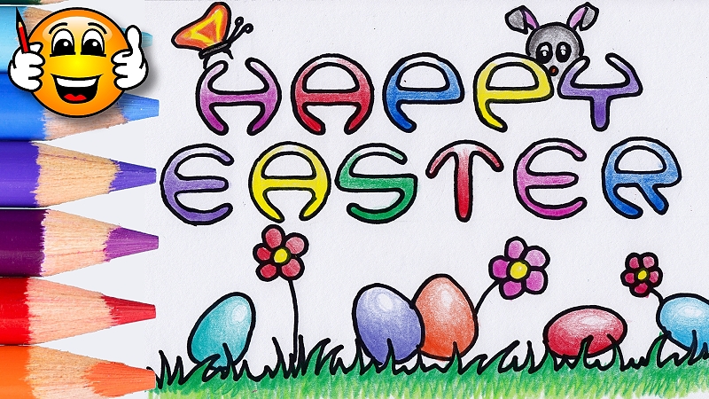 800x450 Happy Easter Egg Coloring Pages For Kids To Learn Colors - Easter Egg Drawing For Kids