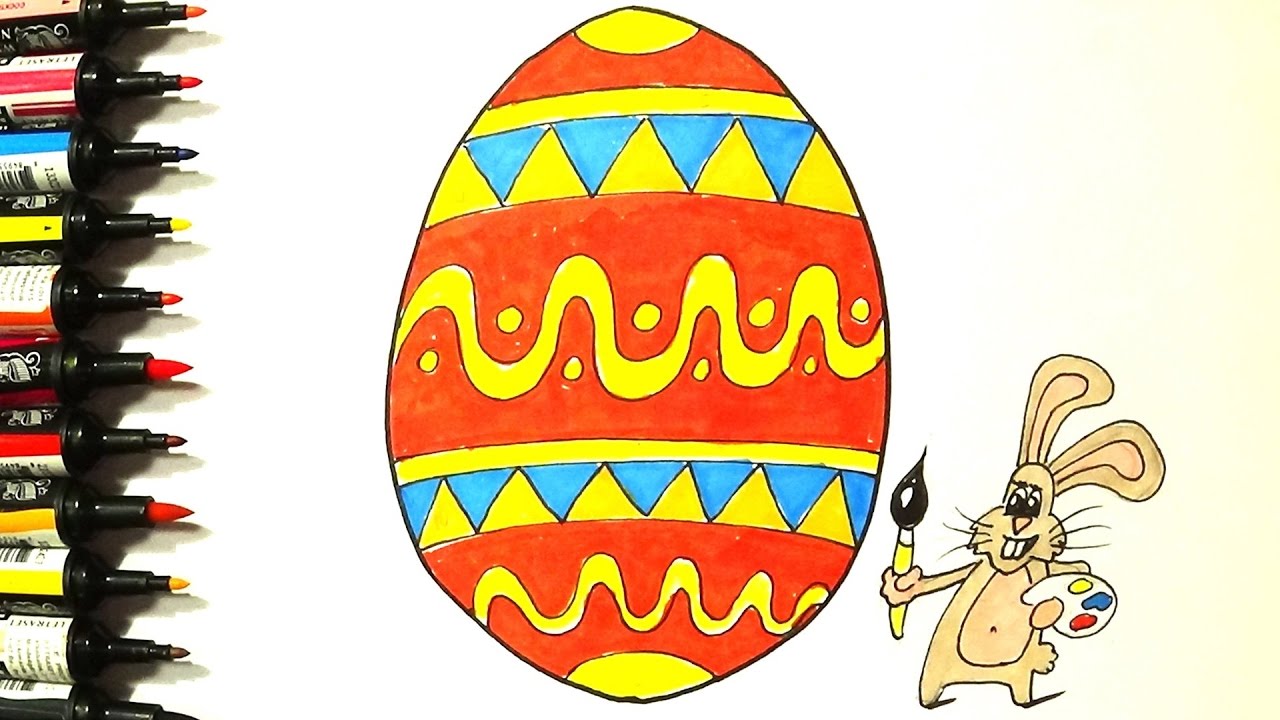 1280x720 Drawing And Coloring For Kids - Easter Egg Drawing For Kids