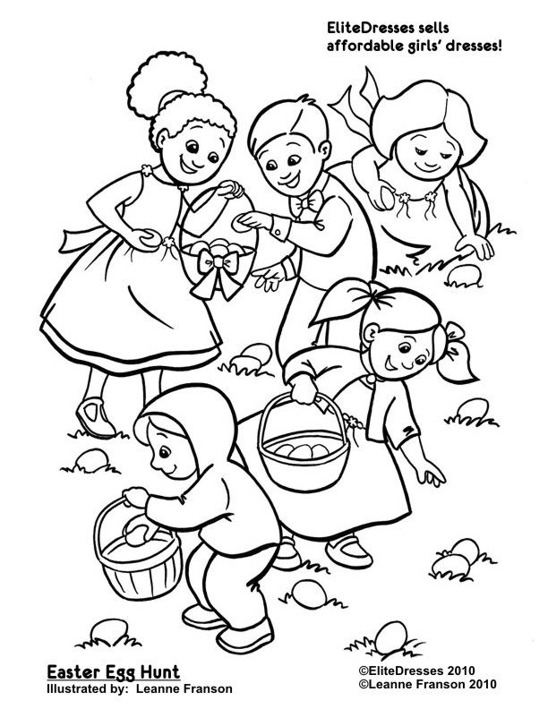 612x792 easter egg hunt coloring pages - Easter Egg Hunt Drawing