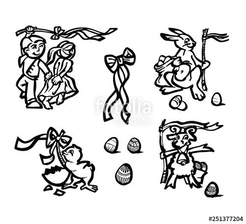 500x455 easter egg hunt, chicken, bunny, lamb, easter eggs and ribbon - Easter Lamb Drawing