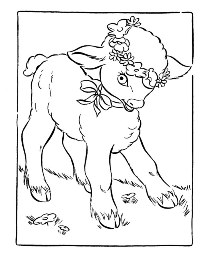 735x900 coloring pages coloring pages easter lamb, printable for kids - Easter Lamb Drawing