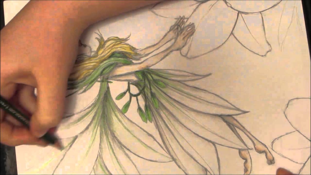 1280x720 Springtimeeaster Lily Fairy Colored Pencil Drawing - Easter Lily Drawing