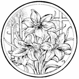 299x300 Circle Easter Lily And Cross - Easter Lily Line Drawing