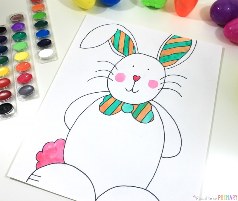 800x677 How To Draw An Easter Bunny Easy Steps For Primary Grades - Easter Rabbit Drawing
