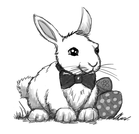 460x446 Fun To Draw Easter Bunny - Easter Rabbit Drawing
