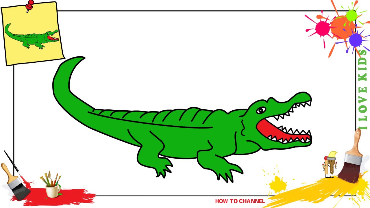 1280x720 How To Draw A Crocodile Easy Slowly Step - Easy Alligator Drawing