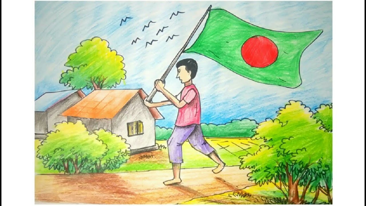 1280x720 How To Draw A Very Easy And Beautiful Drawing Of Victory Day - Easy And Beautiful Drawing Pictures