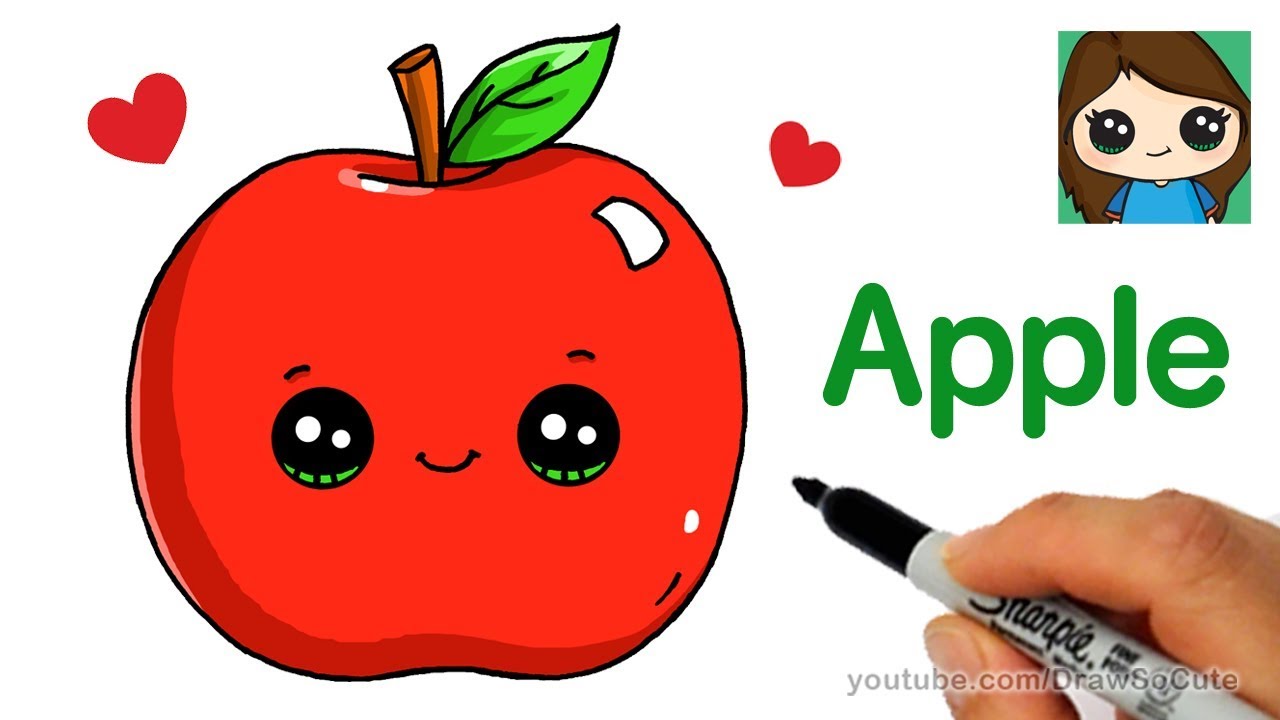 1280x720 How To Draw An Apple Easy - Easy Apple Drawing
