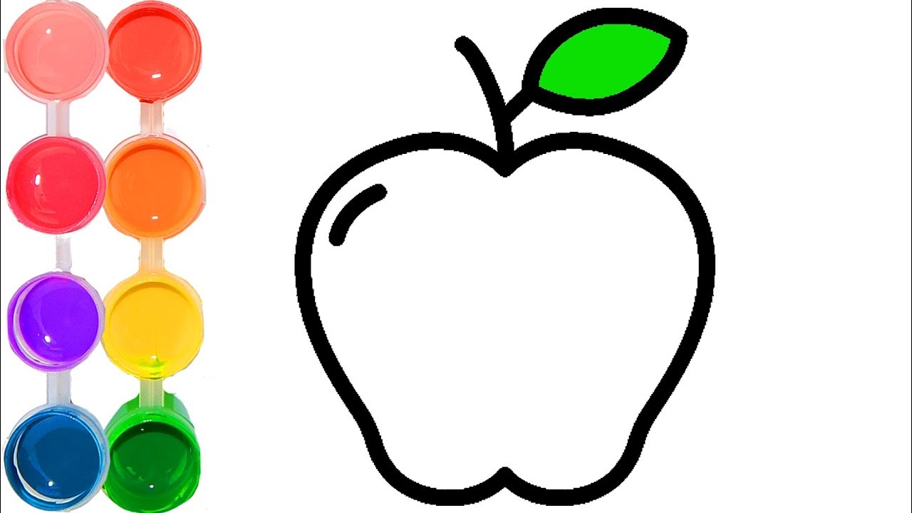 1280x720 How To Draw Color An Apple Fruit Easy Cute Drawings For Kids - Easy Apple Drawing
