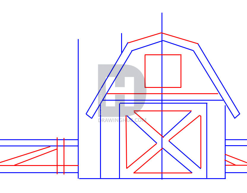 832x650 How To Draw A Barn, Step - Easy Barn Drawing