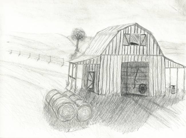 650x485 Old Barn - Easy Barn Drawing