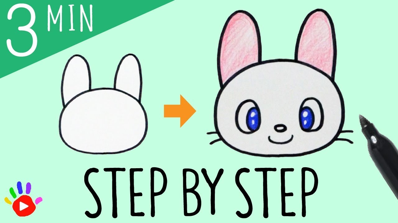 1280x720 How To Draw A Cute Bunny Rabbit Face Step - Easy Bunny Face Drawing