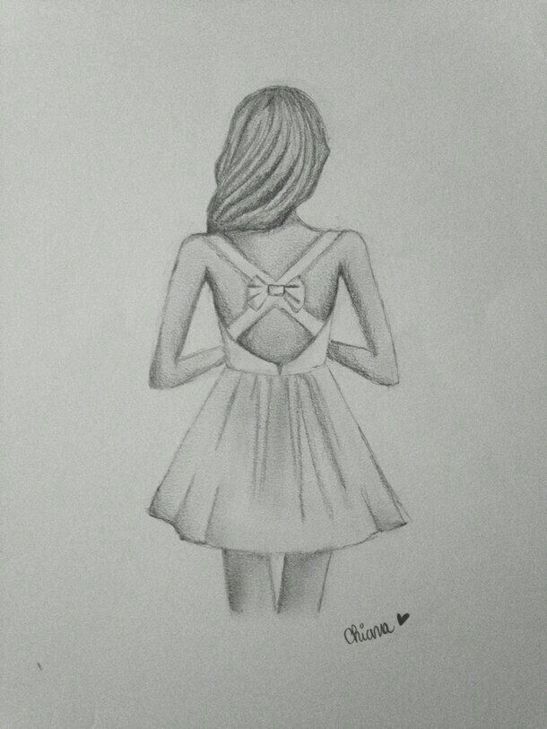 610x813 Girl Back Pencil Sketch En Drawings, Art - Easy But Cool Drawings