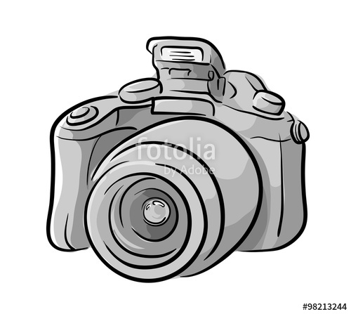 500x447 Dslr Camera, A Hand Drawn Vector Illustration Of A Dslr Camera - Easy Camera Drawing
