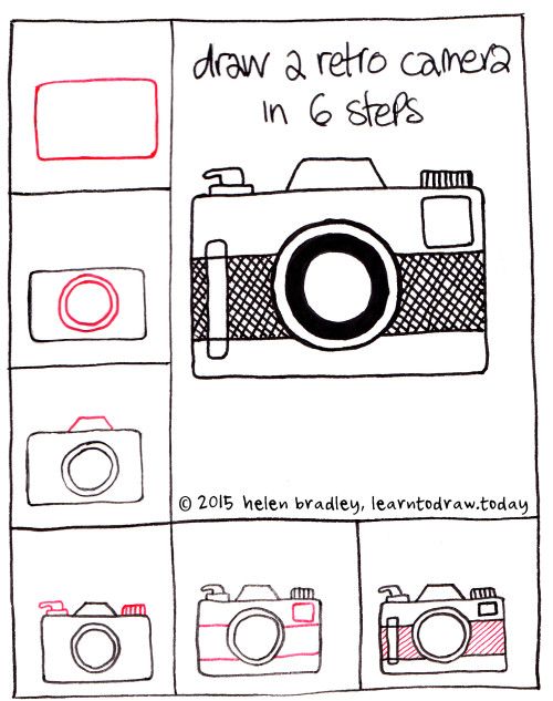 500x633 Learn To Draw A Retro Style Camera In Steps Drawing - Easy Camera Drawing