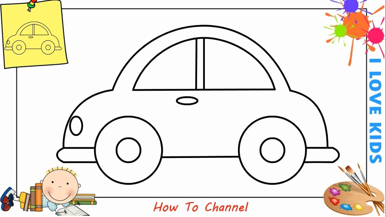 1280x720 How To Draw A Car Easy Step - Easy Car Drawing For Kid