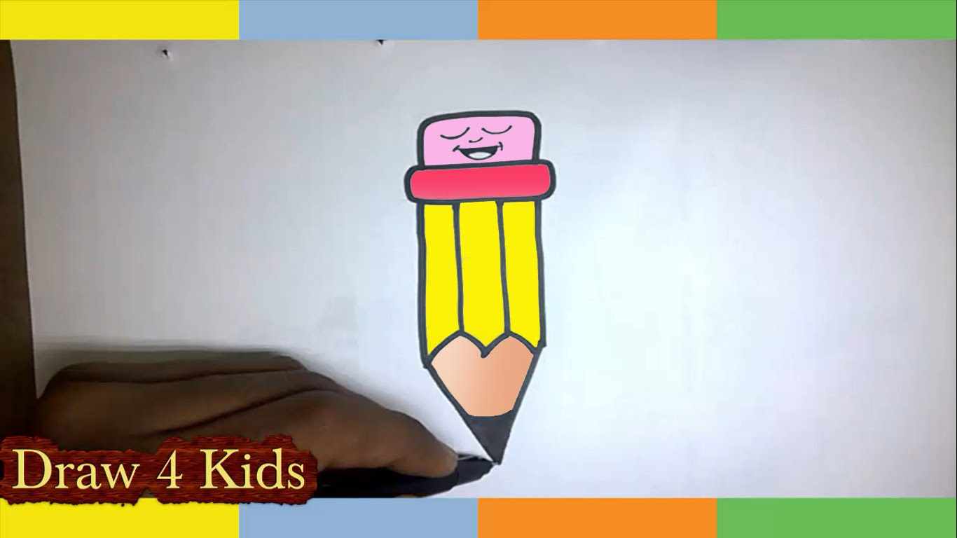 1366x768 How To Draw A Cute Pencil How To Draw Easy Things - Easy Cartoon Drawing Tutorials