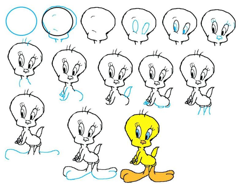 806x601 Easy Cartoon Characters To Draw Step - Easy Cartoon Drawings