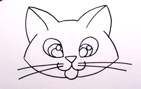 480x303 Easy Drawing Of Cat Cactus Drawing Easy Step - Easy Cat Drawing For Kids