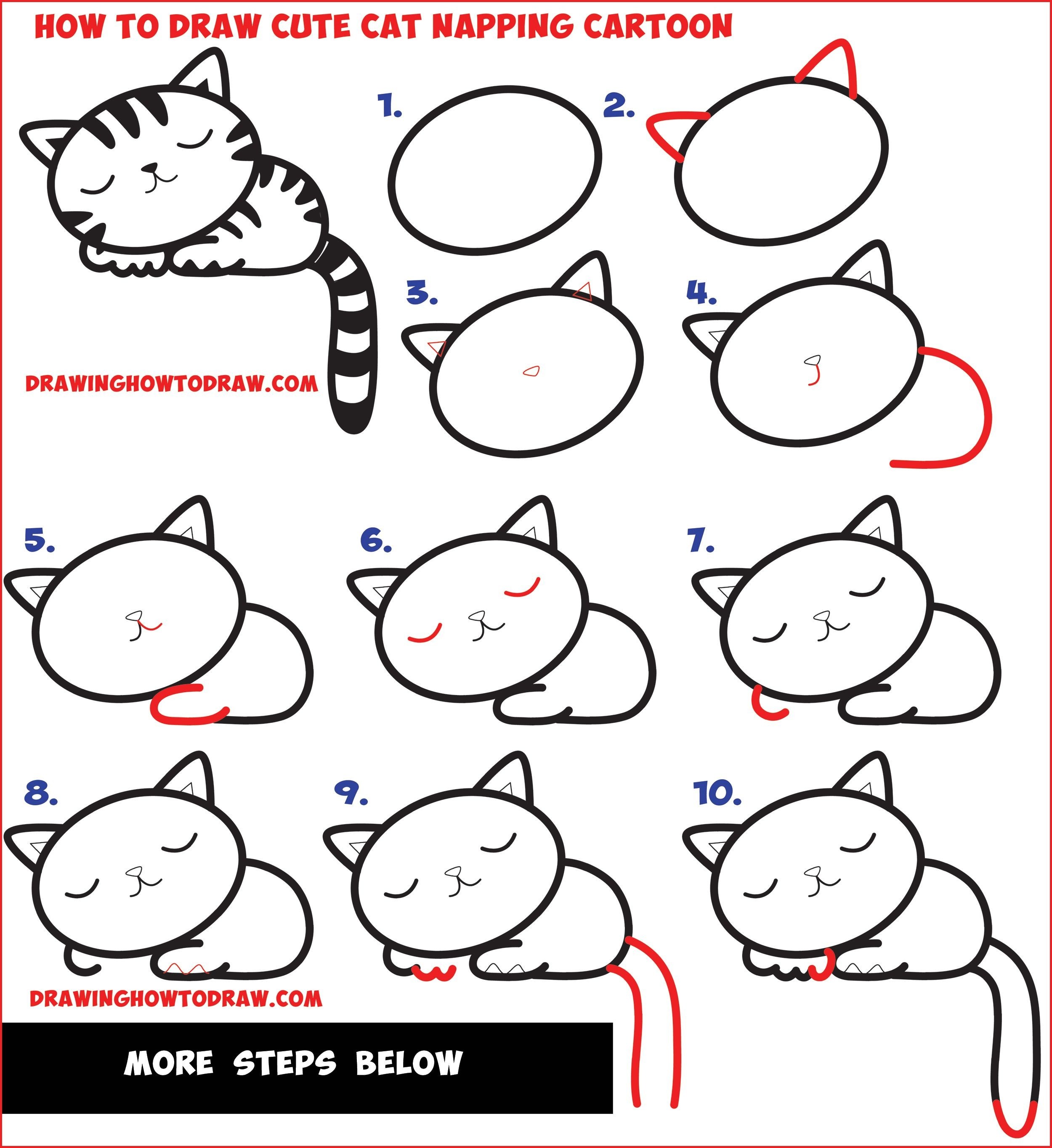 Cat Face Drawing Easy Step By Step : Cat Howtodraweasy | Digimountis ...