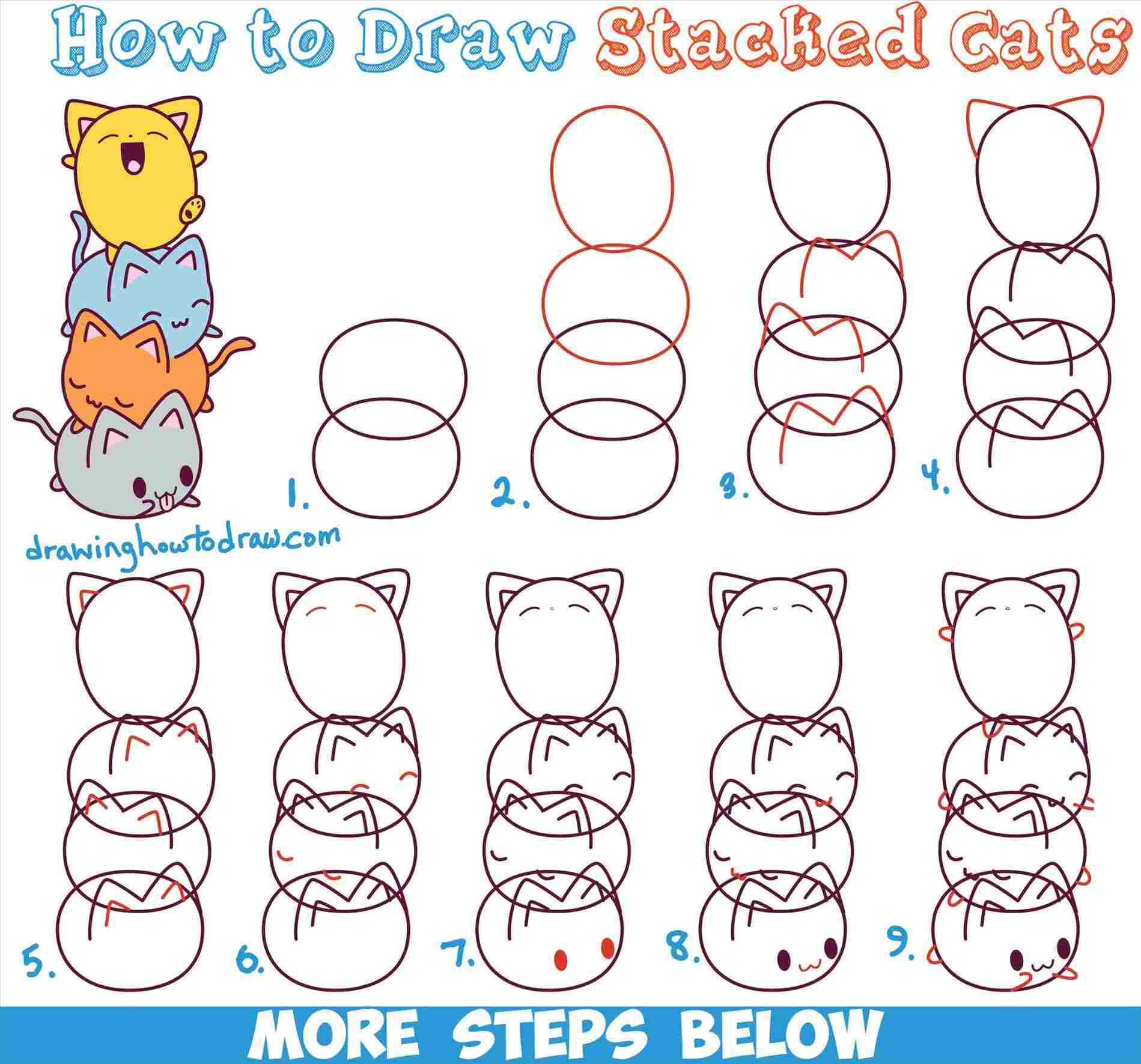 Easy Cat Drawing Step By Step at PaintingValley.com | Explore