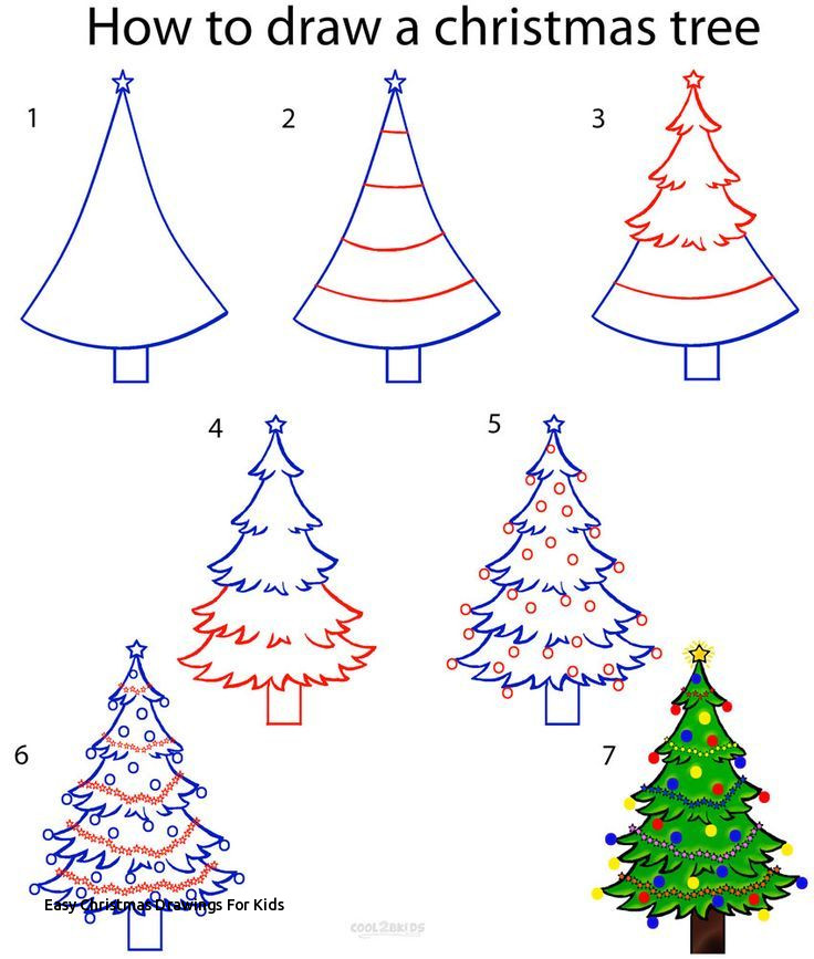 736x867 Easy Christmas Drawings For Kids How To Draw A Christmas Tree Art - Easy Christmas Drawings For Kids