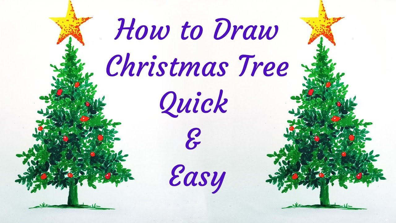 1280x720 How To Draw Christmas Tree, Realistic, Easy, Quick, Live - Easy Christmas Tree Drawing