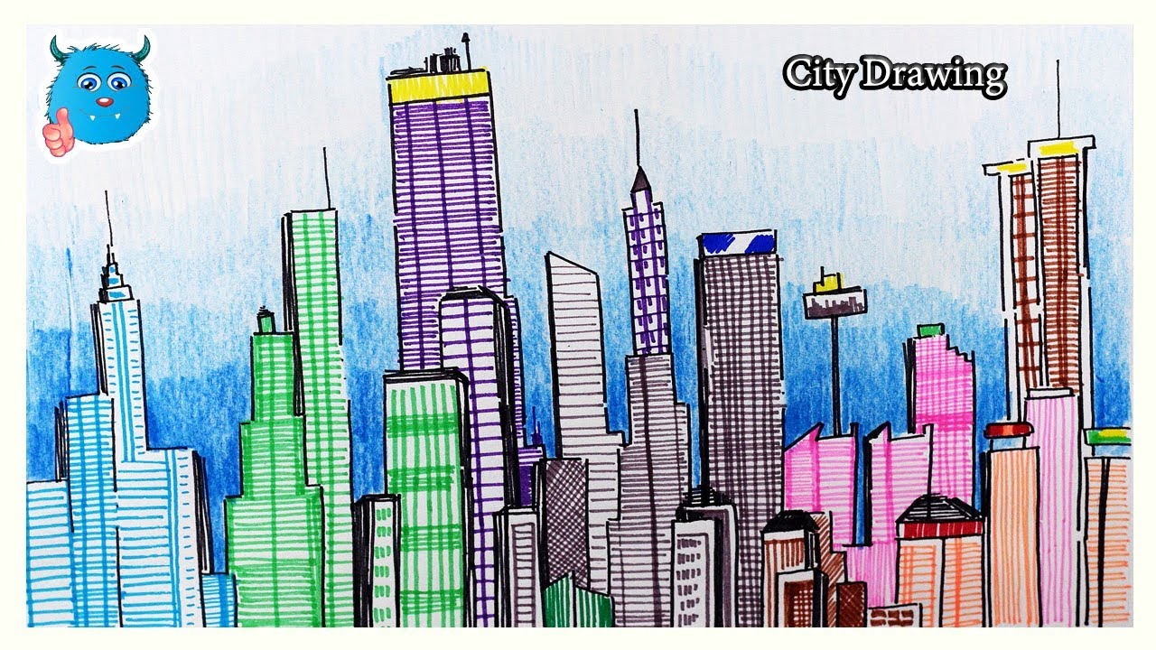 1280x720 How To Draw City Skyline Easy - Easy City Drawing