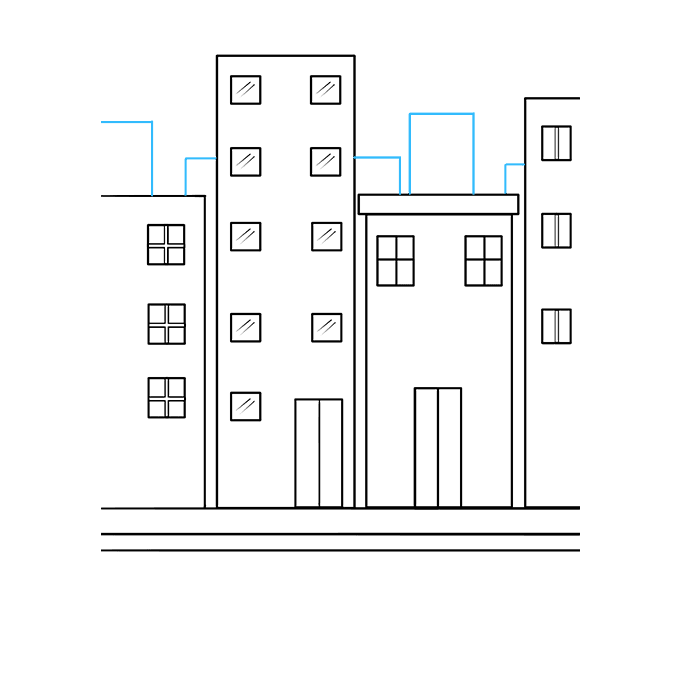 680x678 How To Draw A City - Easy City Drawing
