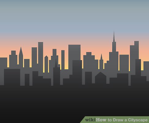 486x401 How To Draw A Cityscape Steps - Easy City Drawing